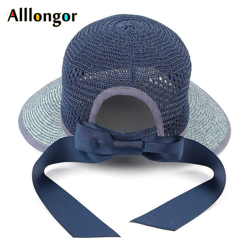 Wide Brim Hats New 2023 Summer Straw Hat For Women Wide Brim beach Cap UV Protection Visor Sun Hats Bow Korean Style Panama Floppy SunhatSun block HKD230625