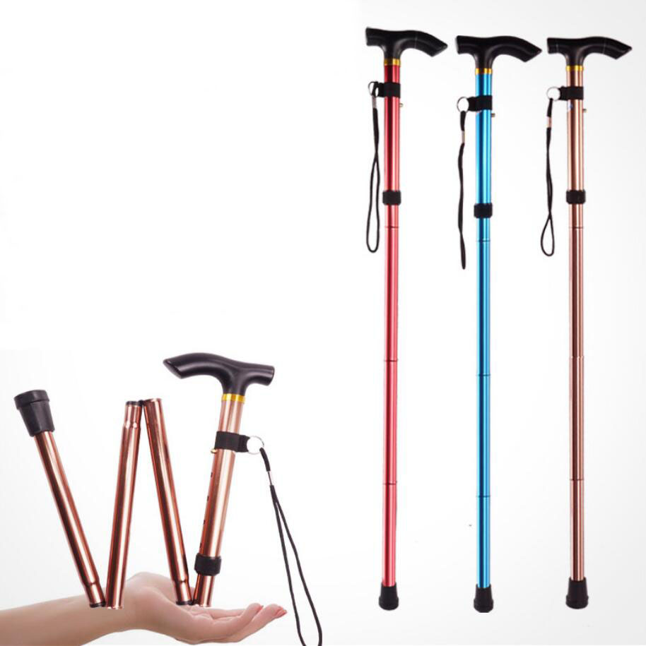 4-section Folding Ultralight Adjustable Walking Sticks Telescopic Trekking Hiking Poles Walking Canes with Rubber Tips