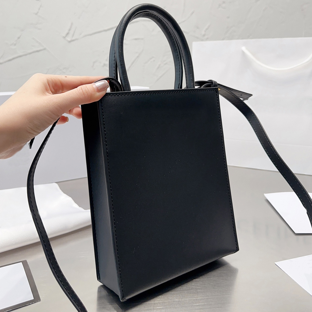 Bolso de mano de diseñador, bolso de lujo para mujer, bolso de hombro de cuero negro, bolso de compras informal cruzado