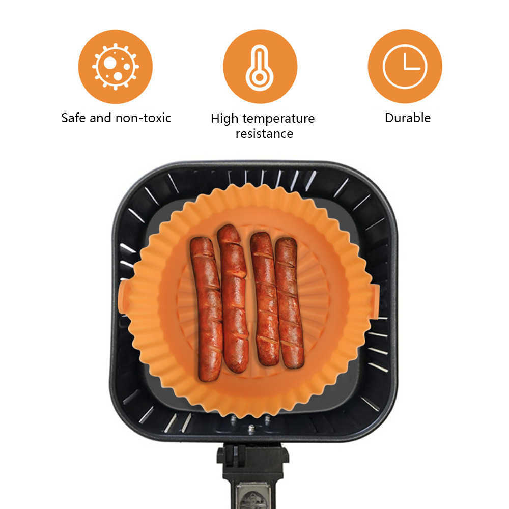 Reusable Silicone Air Fryers Mat Oven Baking Tray Fried Chicken Mat AirFryer Silicone Pot Round Cake Pan Air Fryer Accessories