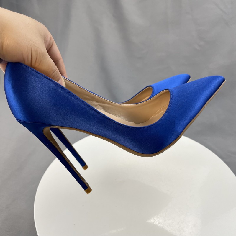 Mode 2023 bleu tache femmes pompes talons aiguilles basique talons hauts sans lacet chaussures de fête de mariage femme grande taille 33-45