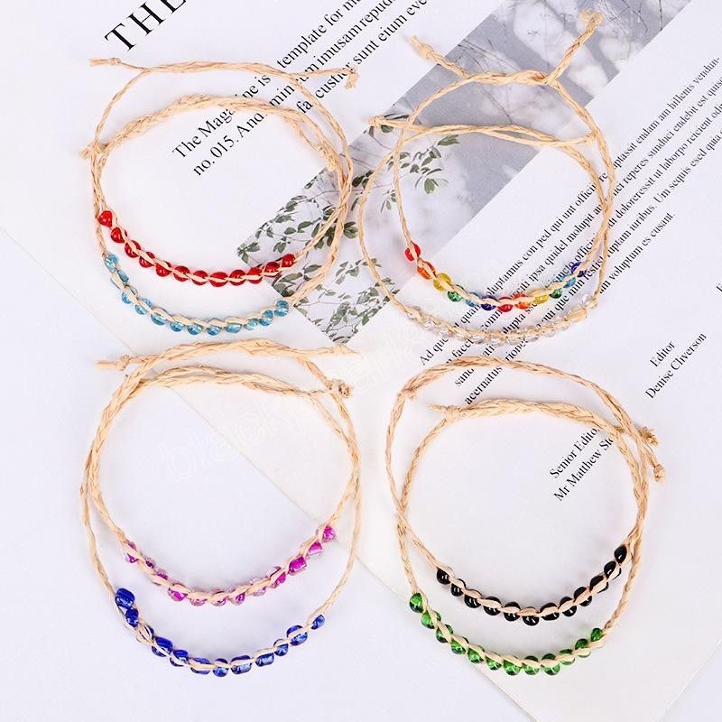 Bohemian Seed Beaded Bracelet for Women Men Braided Raffia Straw Rattan Woven Colorful Rice Bead Bracelets Bangles Jewelry