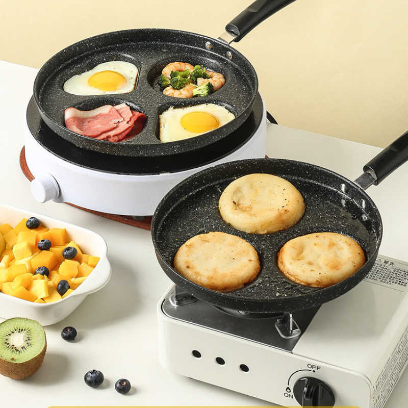 Icke-stick äggpannkaka Porös stekpanna Tjockad omelett Pan Steak Pan Cooking Egg Ham Pann Pann Frukost Maker Cookware