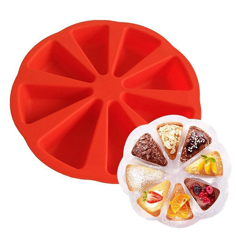 Moldes de bolo de fondant de silicone com 8 grades duráveis cozinha prato de pizza assadeira molde de comida para forno microondas panelas de pastelaria ferramentas