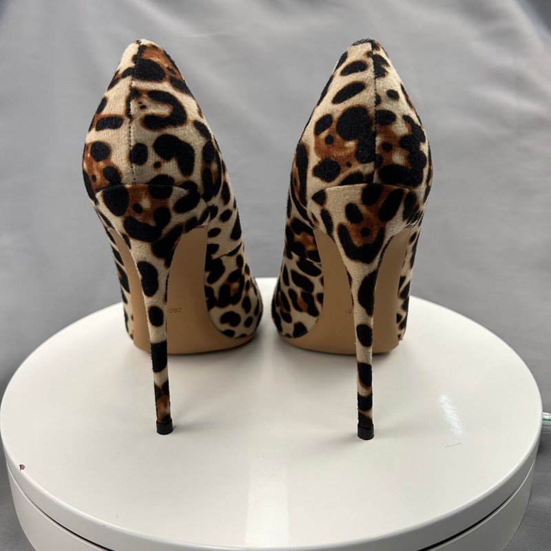 Сексуальные замшевые леопардовые женские туфли-лодочки на шпильке, на тонком высоком каблуке, пикантные базовые туфли, женские вечерние туфли с узким мелким острым носком, размер 43, 44, 45