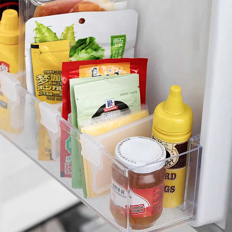 Kylskåp lagringsställ partition utdragbar kylskåp mat droger kosmetika som skiljer hyllor avdelare kök prylar 10/20 st