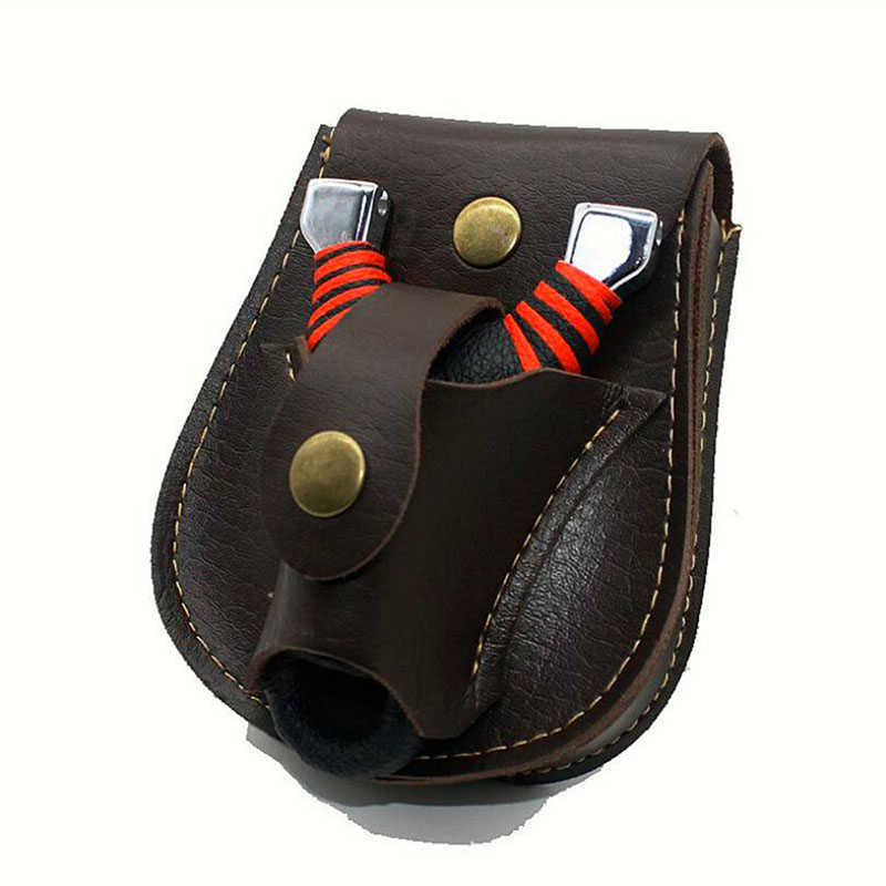 ボウアローアウトドアスポーツスチールボールパッケージレザースリングショットバッグは、変形せずに耐久性のあるベルトを介して戻ってきます。