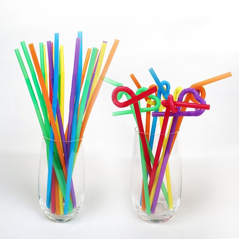 Wholesale Disposable Straw Creative Style Straws Drink Beverage Juice Coke Plastic Heat Resistant Flexible Children's Straws Environmental Protection 