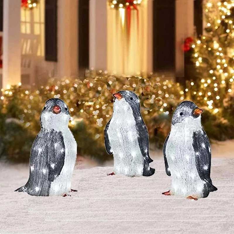 2023 Decorazione del giardino di Natale Luce Pinguino Acrilico 50 Lampada a LED Palo Decorazione di Natale 2023 Decorazione del cortile del partito di Capodanno Nuovo