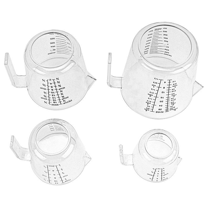 150/300/600/1000ml tasse à mesurer en plastique échelle transparente montrer tasse transparente bec verseur 4 tailles tasse à mesurer appareil de mesure