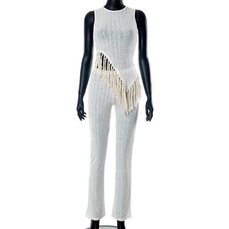 Verão Conjunto de duas peças Mulheres trajes de traje irregular Tamulo com calças e calças de cor sólidas