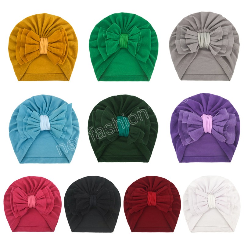 Adereços para a Cabeça Boné Chapéu Turbante Cor Sólida Feito à Mão Laço Laço Feito à Mão Macio Laço para Bebés Meninas Quente