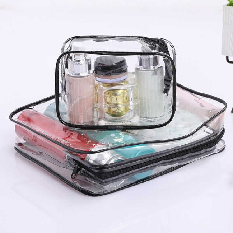 Bolsa de maquillaje transparente para viaje en casa, bolsa de artículos de tocador de PVC, bolsa de almacenamiento de suministros de baño, bolsa de cosméticos de viaje impermeable, Kit de belleza para lavado, 2024