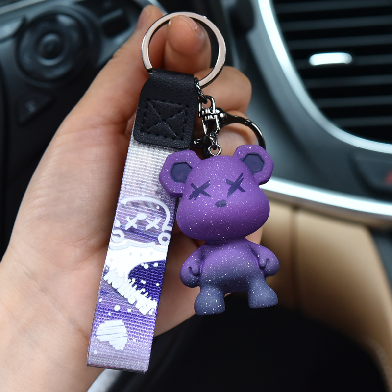 Colorful Chameleon Bear Keychain Cartoon Personalized Book Bag Pendant Car Pendant