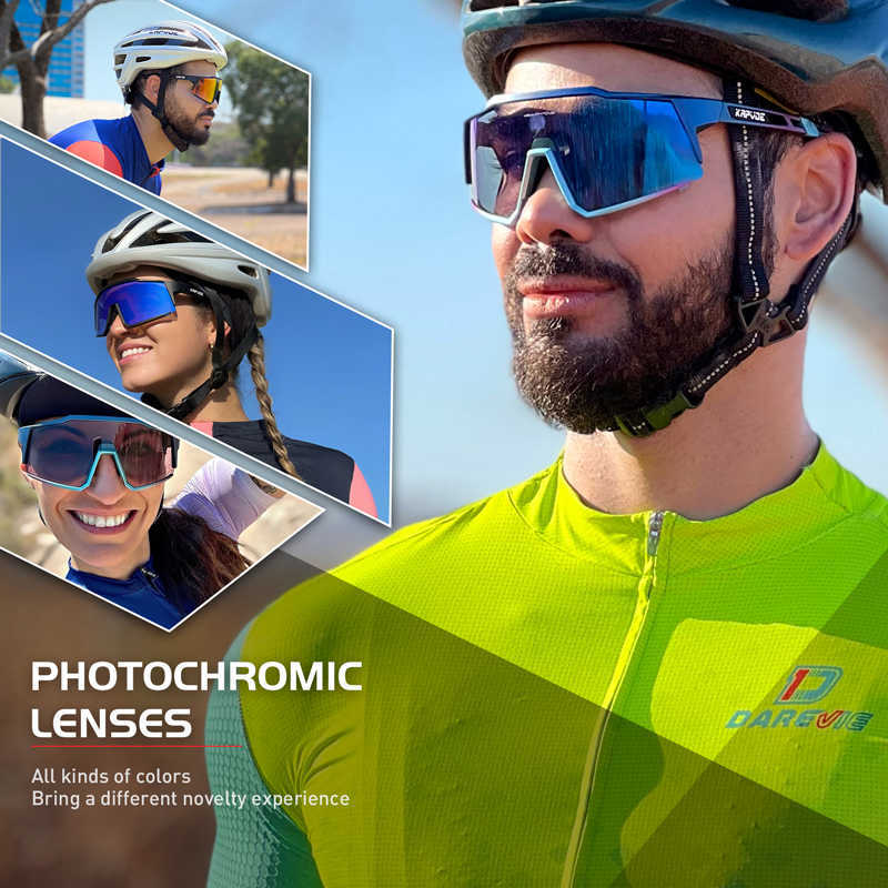 Açık Gözlük KAPVOE Kırmızı Fotokromik Bisiklet Gözlükleri Erkekler MTB Bisiklet Güneş Gözlüğü Kadın Yol Bisikleti Gözlükleri UV400 Açık Bisiklet Güneş GözlüğüHKD230626