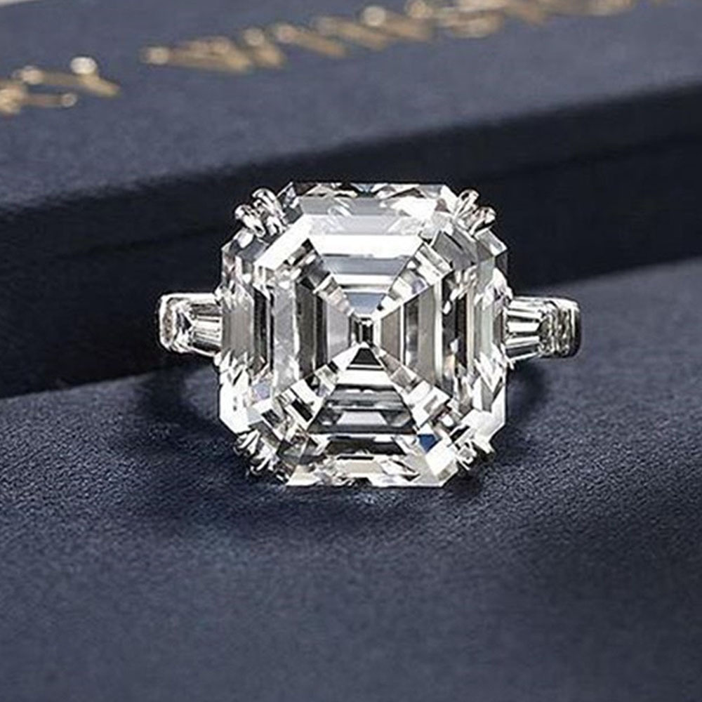 Кольцо Lady Promise, серебро, огранка Asscher, 6 карат, AAAAA cz, обручальное кольцо, обручальные кольца для женщин, свадебные ювелирные украшения