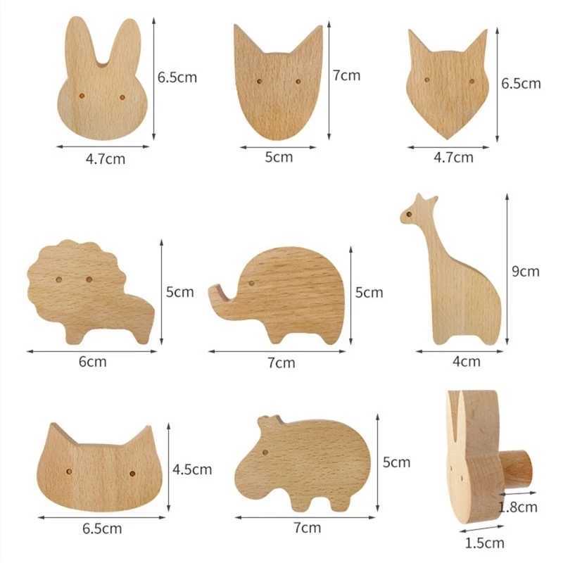 2024 1 pièces crochet en bois créatif nordique mignon Animal crochet tenture murale patère décoration de la maison crochet en bois massif accessoires de cuisine