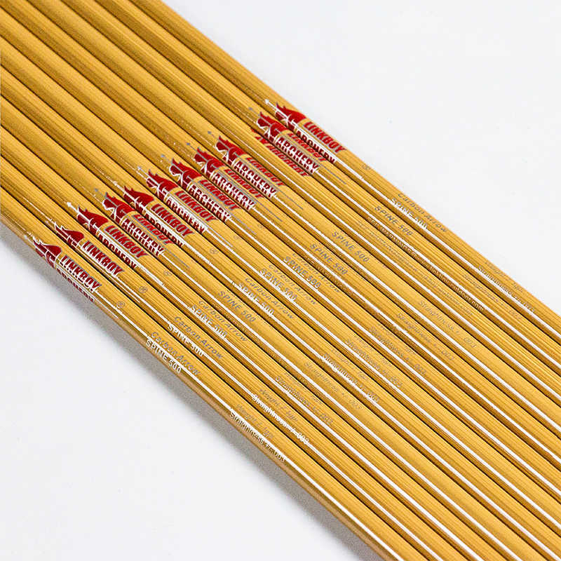 Bow Arrow 12st Linkboy Archery Pure Carbon Arrow Shafts Bamboo Skin SP300 400 500 600 Tradition Compan