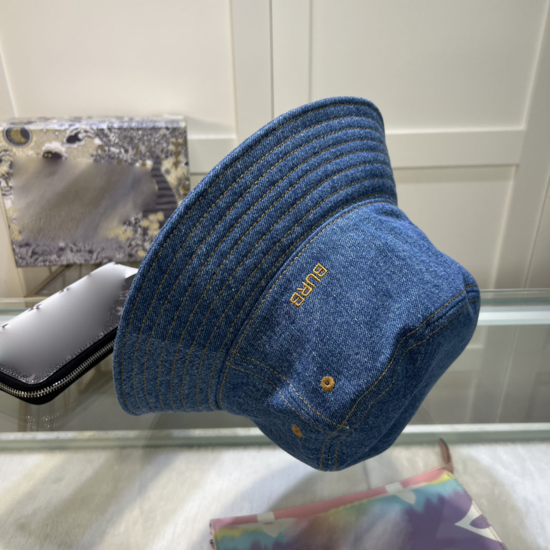 Kadın Denim Malzeme Yıkanabilir Zanaat Tasarımcı Kova şapka Yaz Çift Tatil Seyahat Mektubu Nakış Geniş Kenarlı Şapkalar