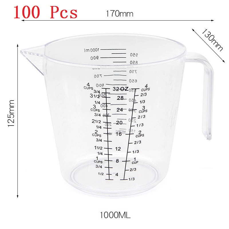 150/300/600/1000ml tasse à mesurer en plastique échelle transparente montrer tasse transparente bec verseur 4 tailles tasse à mesurer appareil de mesure