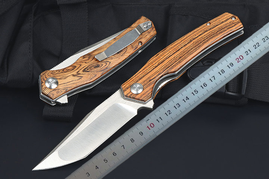 Promotion M7628 Flipper Folding Knife D2 Satin Drop Point Blade CNC Rosewood Handle Ball Bearing Outdoor Camping EDC Pocket Folder Knives