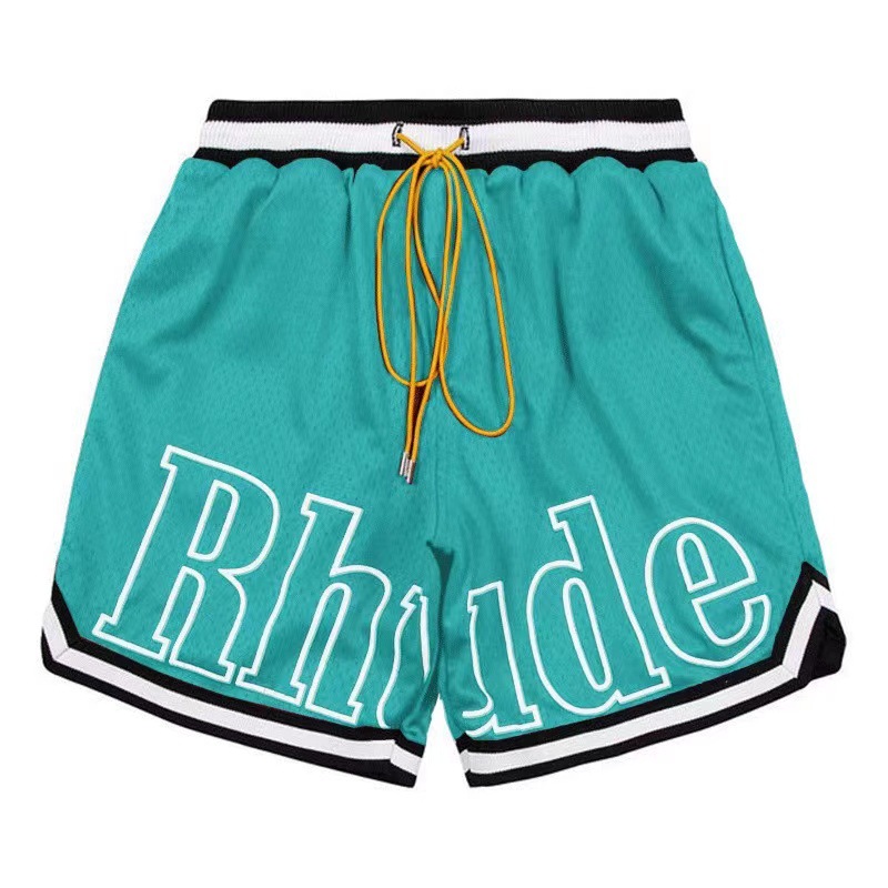 디자이너 Rhude Shorts Mens 메시 짧은 여름 패션 해변 탄성 밴드 바지 남자 고품질 거리 착용 빨간색 블루 블랙 보라색 바지