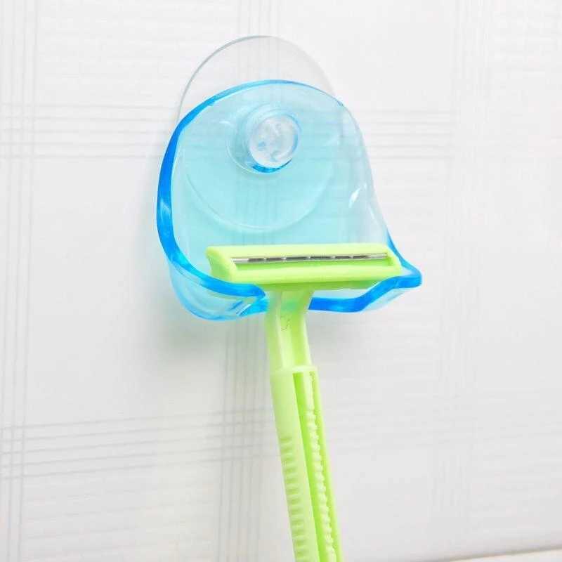 Nouveau 1 pièces rasoir porte-brosse à dents salle de bain mur hommes rasage étagère de douche avec ventouse ventouse salle de bain crochet rasoir support cintre