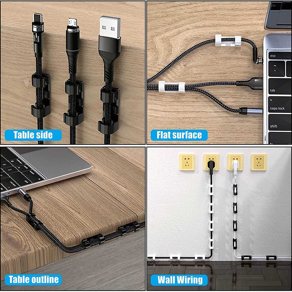 Neue 20 Stück selbstklebende Kabel-Organizer-Clips Büro-Desktop-Draht-Manager Kabelhalter Kopfhörer-Kabelbinder-Fixierer USB-Datenspuler