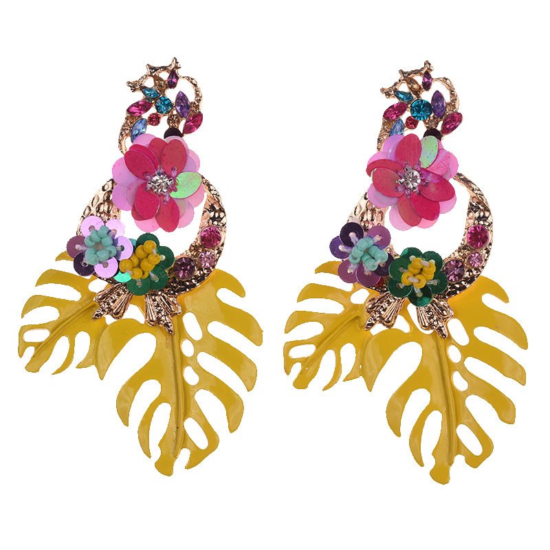 Leading Lady Fancy 2023 You are the Trend Brincos pendentes Old Fashion 18K 3D Colorful Alloy leafs and flowers New Stylish Unique Traditional Brand Luxury Earing