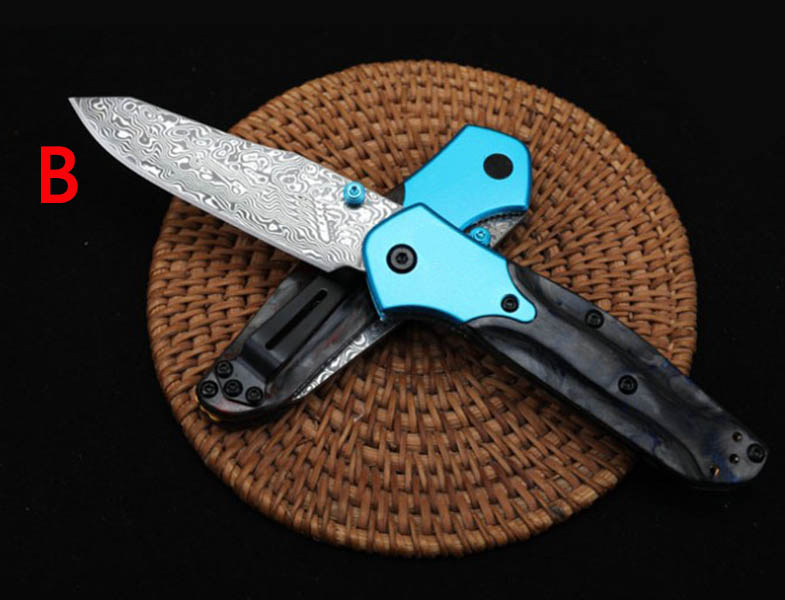 New US Style Mini BM 945 Folding Knife Damascus Blade Aluminum And Carbon Fiber Handles 535 485 940 781 3400 9000 9400 945-221 EDC Tool Self Defense Hunting Pocket Knives