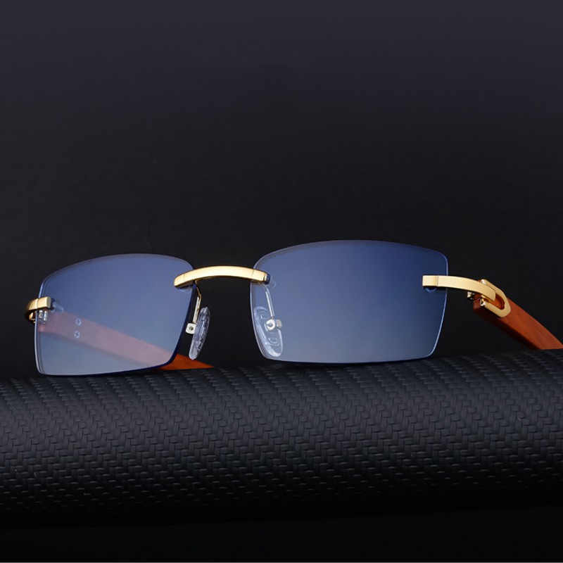 2023 Five Star High-End Frameless Casual Men's and Women's Luxury Solglasögon White Collar Girls 'Fashionable Lifestyle Wearing Style Top Titanium Alloy PC Material
