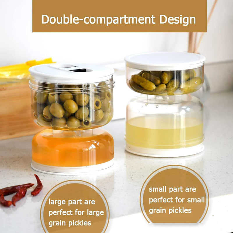 New Wet and Dry Separation Pickle Jar Pickle Jar Pickle Flip Jar Contenitore sottaceti con colino Clessidra Vaso sottaceti Utensili da cucina