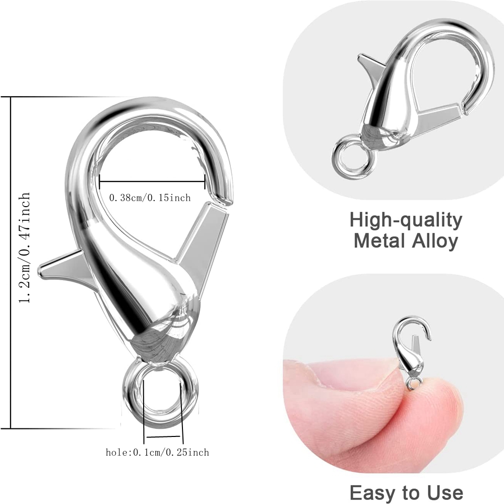 Lobster Clasps, Metal Alloy Small Lobster Claw Clasps, Weico Lobster Clip for Handmade Necklace, Bracelet Jewelry Making Accessories Fastener Hook Nickel