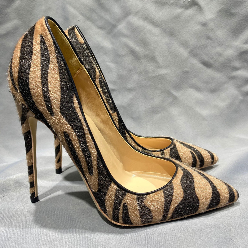 Horsehair Striped WomenS High Heels Old Thin High Heels Fashion Design Party Sexy Big Casual shoes Size 33-45