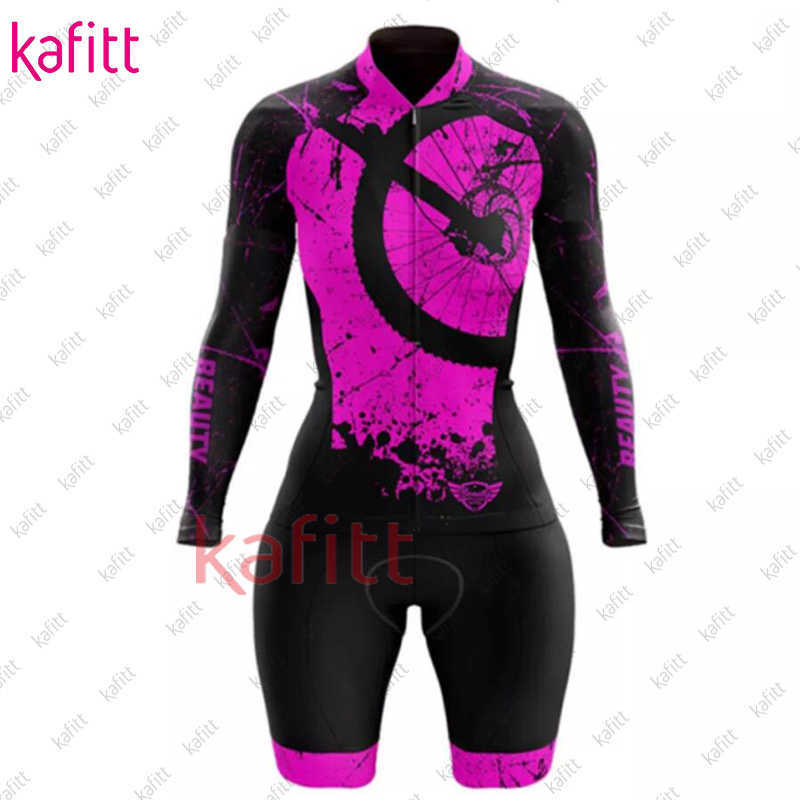 Cykelkläder sätter Kafitt Professional Women's Long Sleeve Cycling Clothing Casual Suit Mountain Bike Clothing Macaquinho Ciclismo Feminino Jumpsuithkd230625