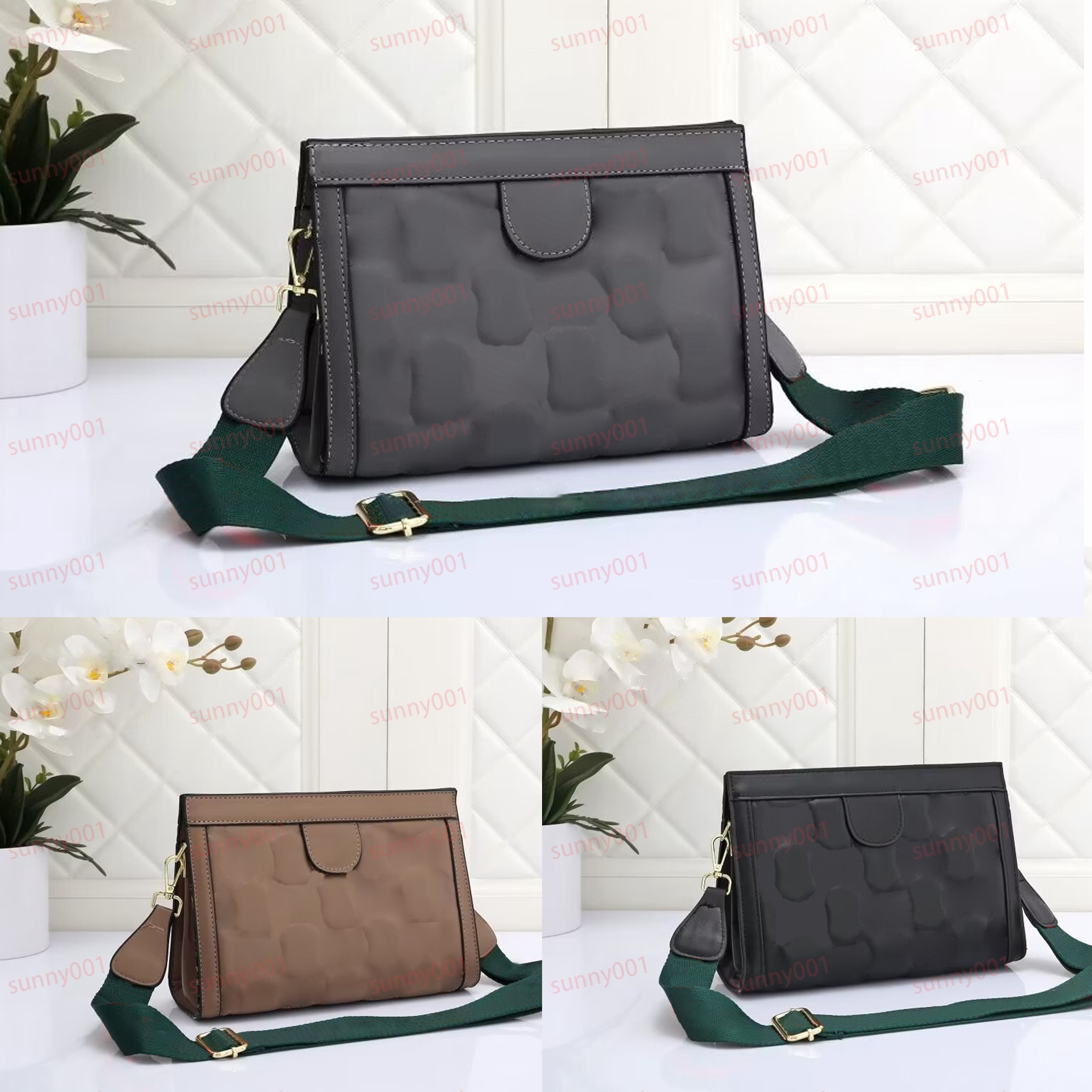 Bolso cruzado con correa a rayas, bolso de mano, bolso de hombro desmontable de lujo para un fácil manejo, bolsos de moda con patrón de bordado de diseñador