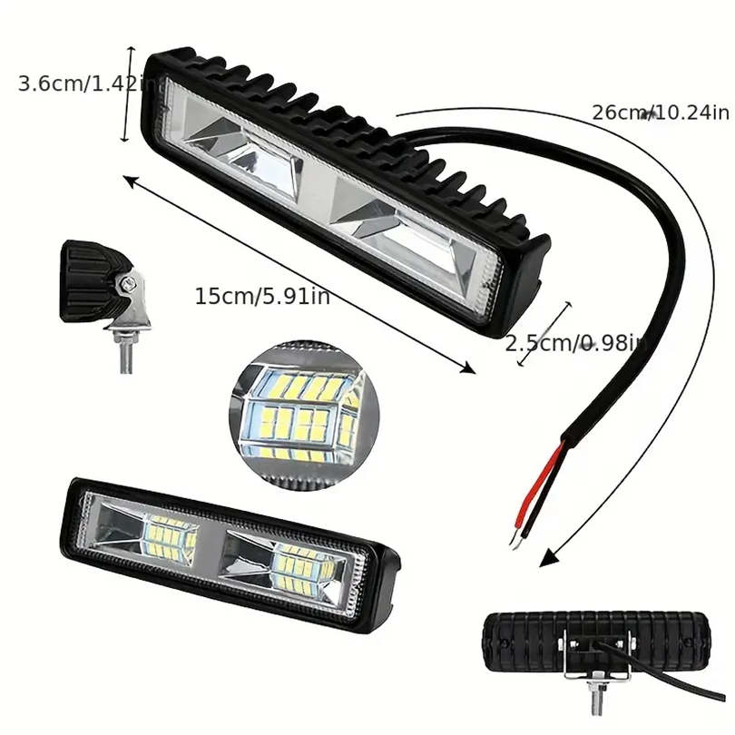 LED Headlights LED Work Light waterproof 12-24V For Auto Motorcycle Truck Boat Tractor Trailer Light 48W Spotlight flood light 16led 15cm cool white bright bar