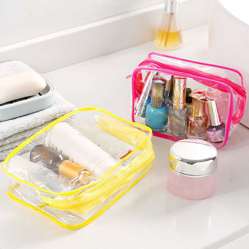 Ny hemresor transparent sminkpåse pvc toalettartiklar väska bad leveranser förvaring väska vattentät resa kosmetisk väska tvätt skönhetssats