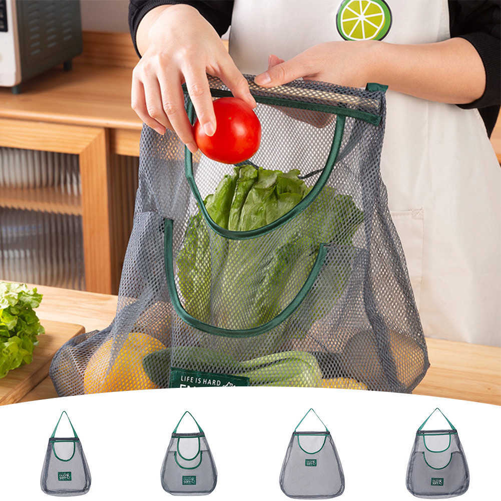 Saco de armazenamento para pendurar para cozinha multifuncional Saco de malha respirável de grande capacidade para vegetais, frutas, saco de rede para diversos suportes de malha