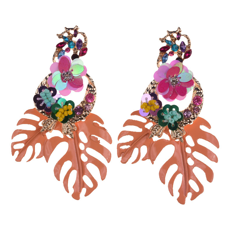 Leading Lady Fancy 2023 You are the Trend Brincos pendentes Old Fashion 18K 3D Colorful Alloy leafs and flowers New Stylish Unique Traditional Brand Luxury Earing