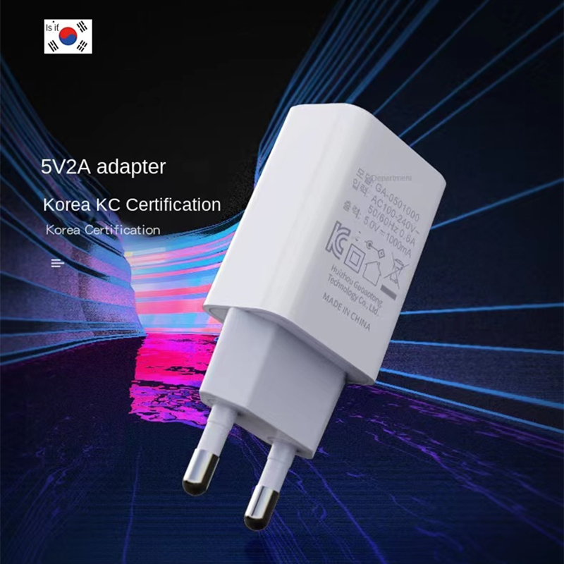 KC Certification 5V 1A 2A Korea Plug USB Charger Adapter Mobiltelefon Fast Travel Wall Charger Power Adapter för Samsung iPhone LG Telefontillbehör