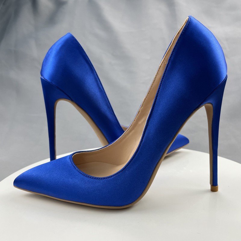 Mode 2023 bleu tache femmes pompes talons aiguilles basique talons hauts sans lacet chaussures de fête de mariage femme grande taille 33-45