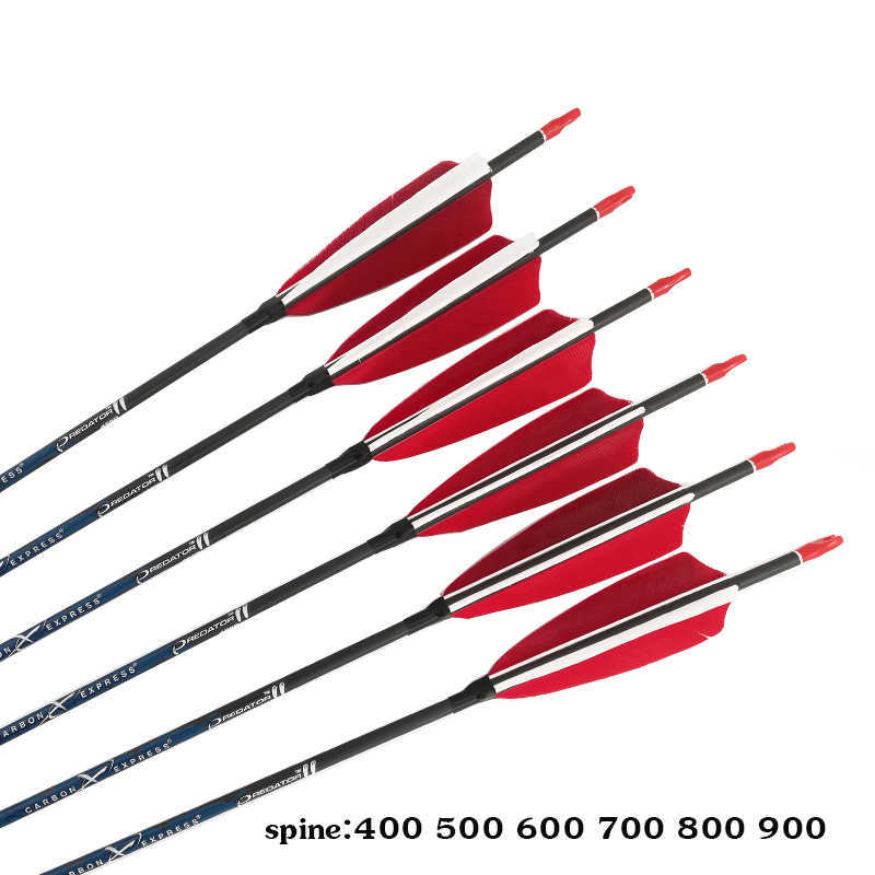 Bow Arrow Archery Carbon Arrows Spine400 -1000 30inch 4inch Turkey Feather Pin Nock Tips 80gr for Recurve Bow Hunting ShootingHKD230626