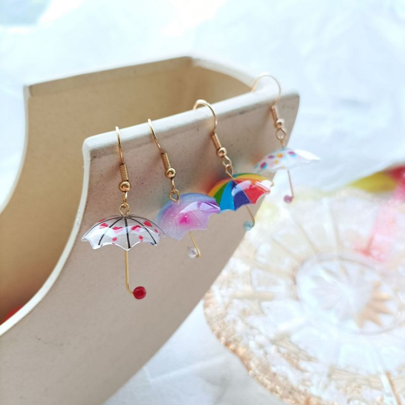 Mignon parapluie goutte boucles d'oreilles coloré arc-en-ciel parapluie Ins coréen boucles d'oreilles pour les femmes douces filles Unique concepteur boucle d'oreille bijoux