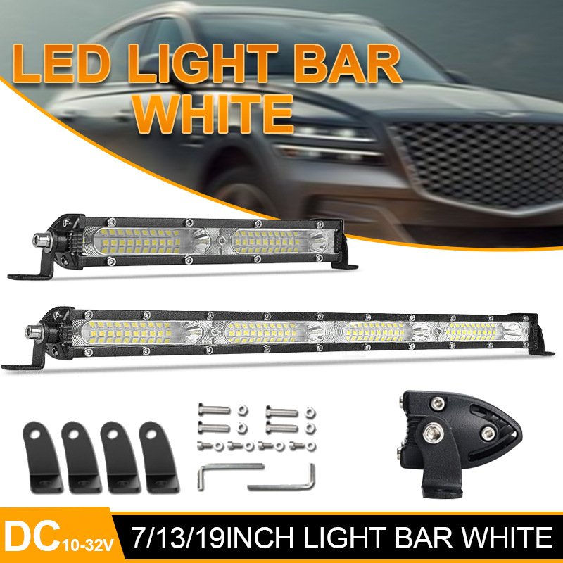Luz de trabalho LED barra de luz LED ultrafina de linha única adequada para caminhões off-road 4x4 carro SUV trator luzes de nevoeiro 12V/24V barra de luz de inundação 120w 20 polegadas