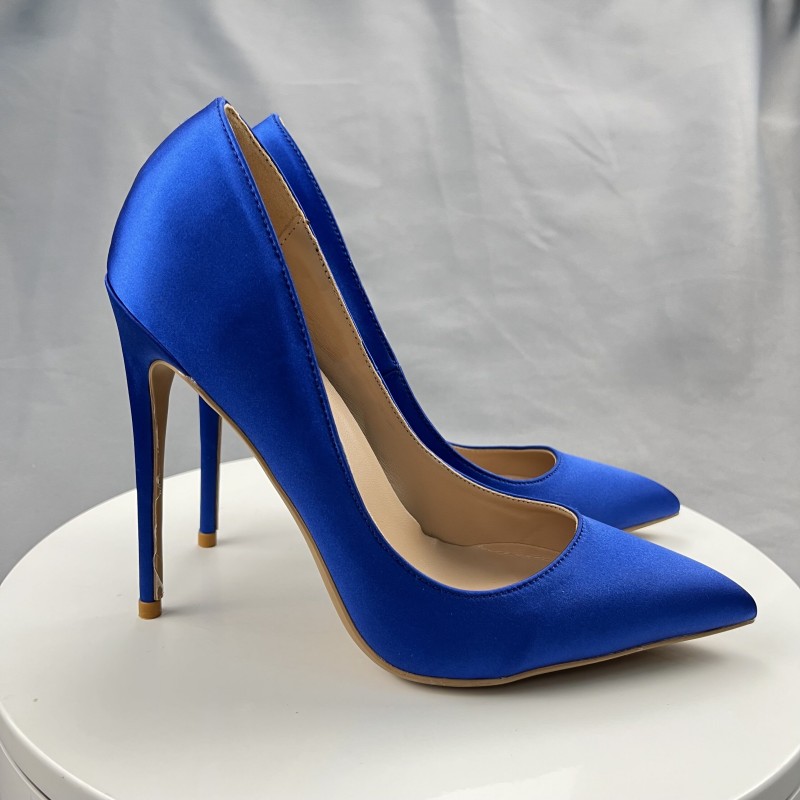 Mode 2023 bleu tache femmes pompes talons aiguilles basique talons hauts sans lacet chaussures de fête de mariage femme grande taille 33-45