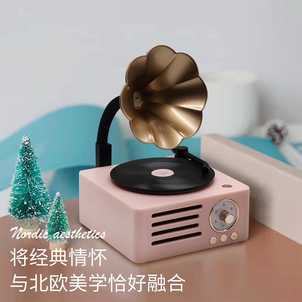 Bluetooth speaker Record Player Retro Turntable All in One Vintage Phonograph Nostalgic Gramophone Built-in Speaker 3.5mm Aux-in/USB