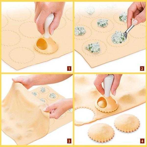 2024 4st Dumpling Mold Kit återanvändbar DIY DOAG PRESS RAVIOLI COOKING FRUIT PIE COOKIE Mögel Set Kök bakverk Bakningsverktyg Tillbehör