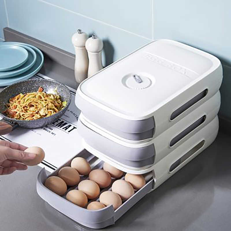 Nowa półka uchwytu jajka świeże pudełko do przechowywania stojak na szafkę kuchenną lodówkę do przechowywania lodówki do narzędzi do organizatora kuchennego
