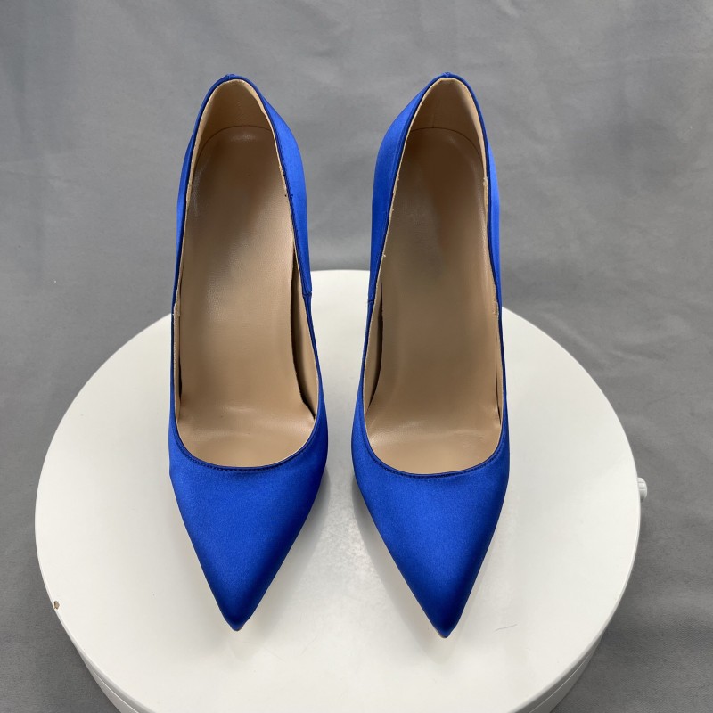 Mode 2023 bleu tache femmes pompes talons aiguilles basique talons hauts sans lacet chaussures de fête de mariage femme grande taille 33-45